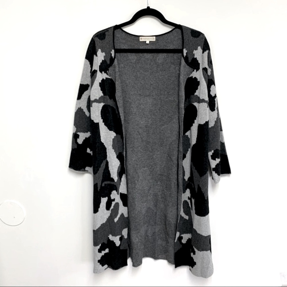 Indigenous Organic Fair Trade Fashion Cotton Open Front Camo Cardigan Sweater